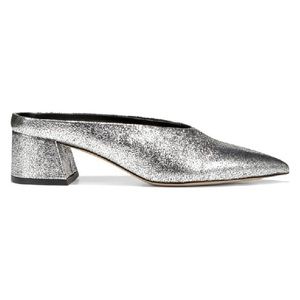 Vince Ralston Pointy Toe Heel Mule Silver Metallic